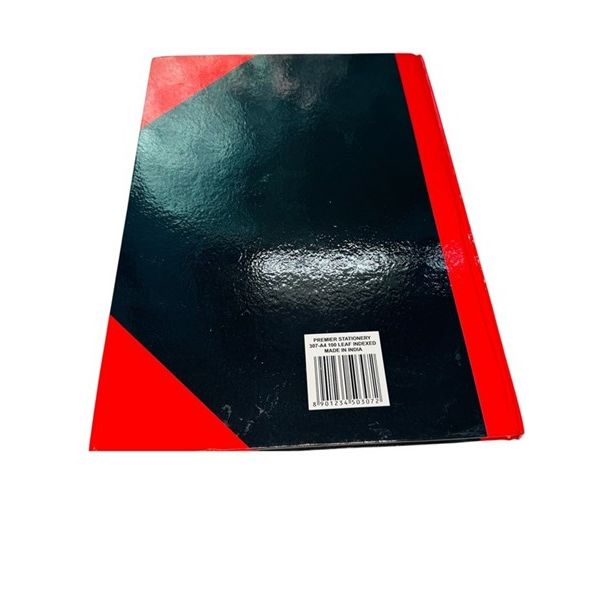 Notebook A4 Hardcover Indexed A-Z Ruled 200 Page Red & Black 100 Leaf / 200 Pages Gloss Cover