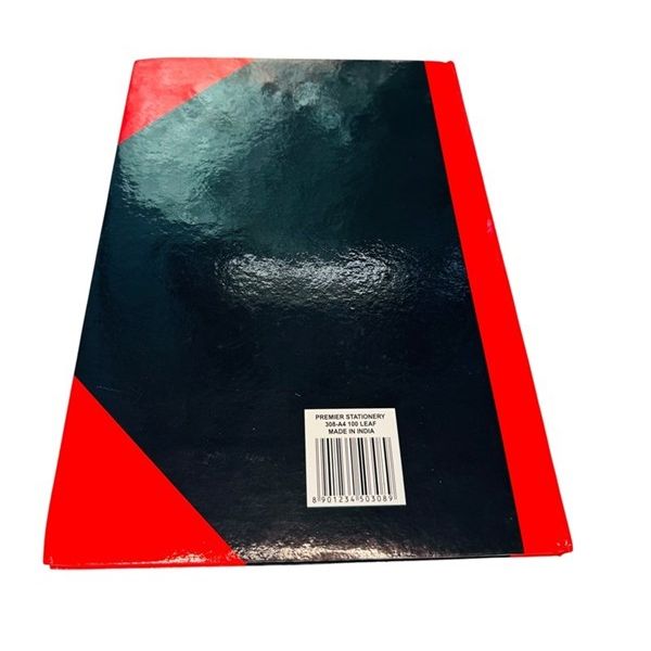 Notebook Hardcover Ruled A4 200 Page Red/Black Ruled pages 100 Leaf Gloss Cover Non-Indexed
