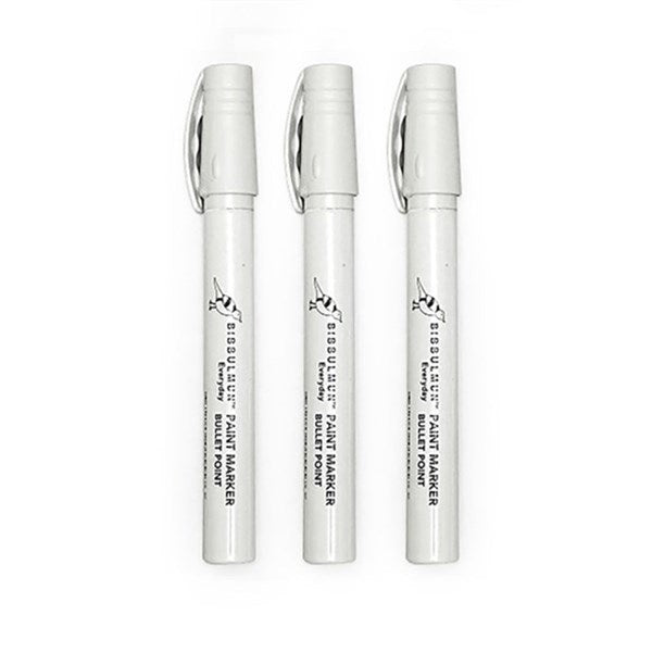 Bibbulmun Paint Markers 1-3mm Bullet Point White – Waterproof Medium Tip (Box of 12)
