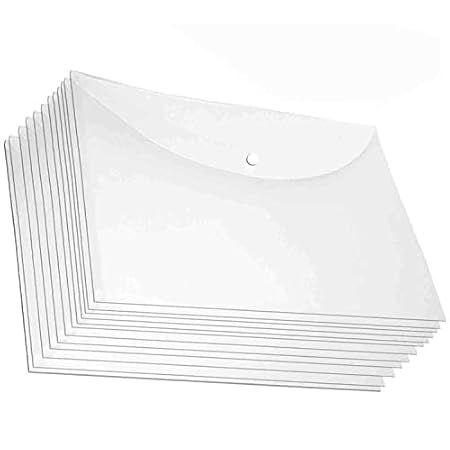 Clear Document Wallets A4 Size with Button Closure – Pack of 10