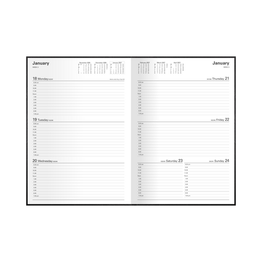 2027 Calendar Year Diary/Planner - 12 Month A4 Week to View - Hard Cover - Collins Kyoto Range