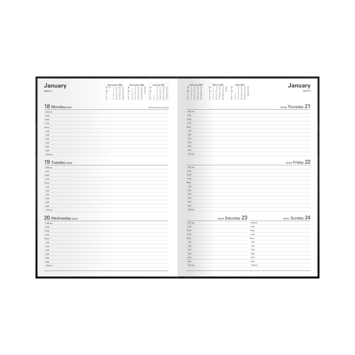 2027 Calendar Year Diary/Planner - 12 Month A4 Week to View - Hard Cover - Collins Kyoto Range