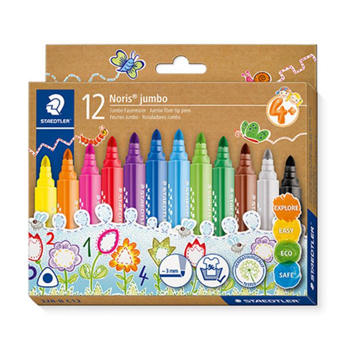 Staedtler Noris Jumbo Triangular Felt-Tip Pen Set - 12 Pack