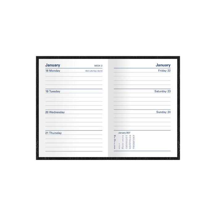 2027 Calendar Year Diary/Planner - 12 Month A7 Week to View - Hard Cover - Collins Kyoto Range