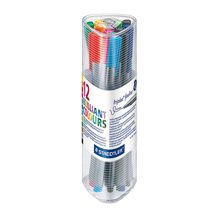 Staedtler Triplus Fineliner Pen Assorted Colours - Tin of 12