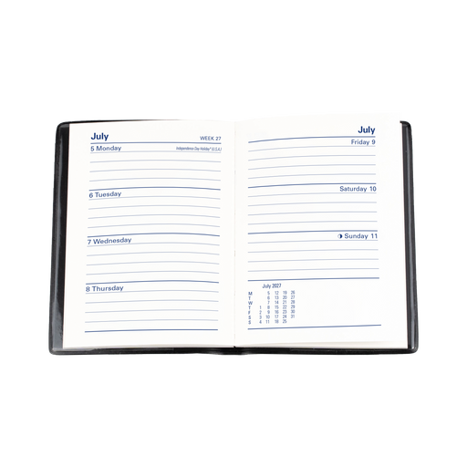 2027 Calendar Year Diary/Planner - 12 Month A7 Week to View - PVC Cover - Collins Belmont Range