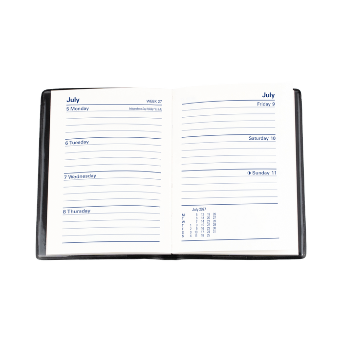 2027 Calendar Year Diary/Planner - 12 Month A7 Week to View - PVC Cover - Collins Belmont Range