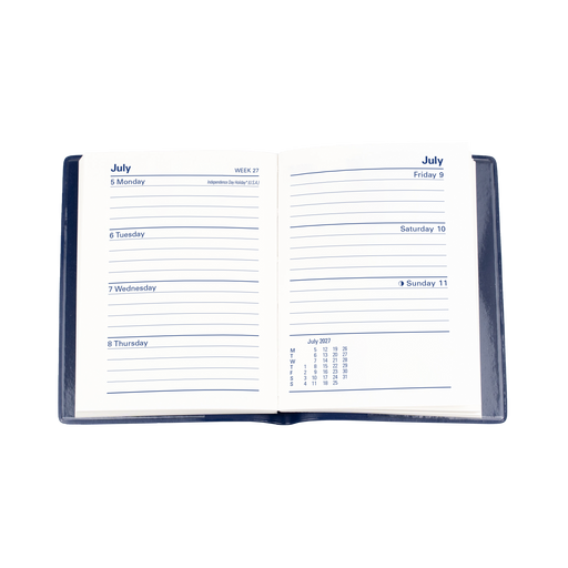 2027 Calendar Year Diary/Planner - 12 Month A7 Week to View w Pencil - PVC Cover - Collins Belmont