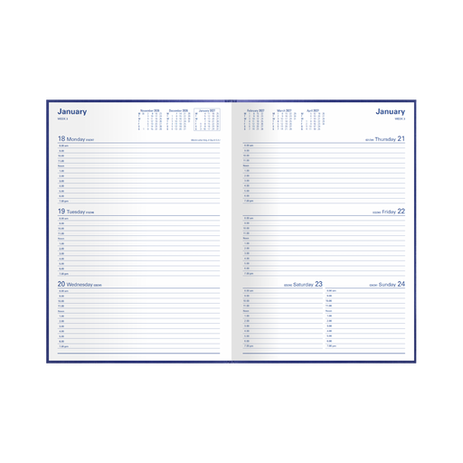 2027 Calendar Year Diary/Planner - 12 Month A4 Week to View - Hard Cover - Collins Kingsgrove Range