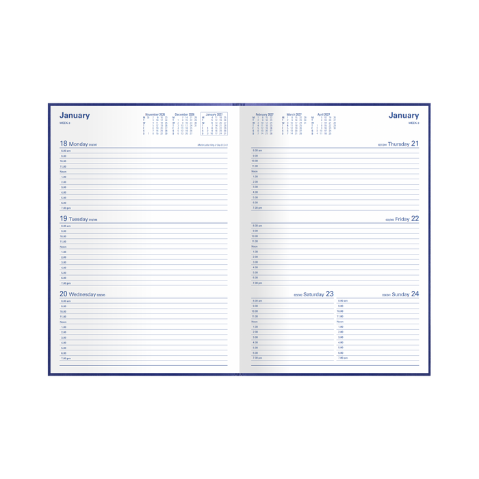 2027 Calendar Year Diary/Planner - 12 Month A4 Week to View - Hard Cover - Collins Kingsgrove Range