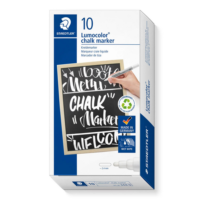 Staedtler 344 Lumocolor Chalk Marker White - Pack of 10