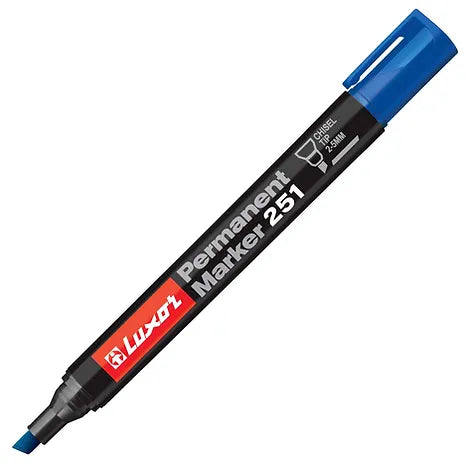 Luxor Permanent Marker 251, Blue, Chisel Point
