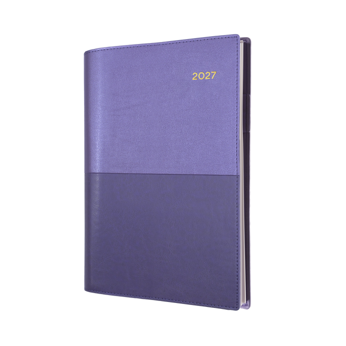2027 Calendar Year Diary/Planner - 12 Month A4 Week to View - Soft PU Cover - Collins Vanessa Range