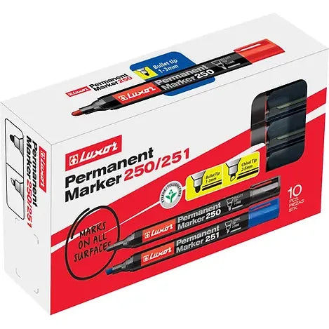 Luxor Permanent Marker 250, Blue, Bullet Point