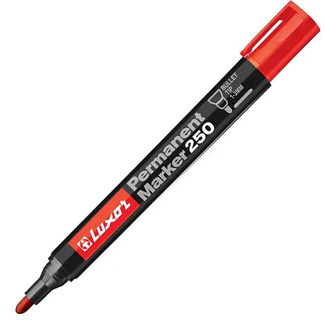Luxor Permanent Marker 250, Red, Bullet Point