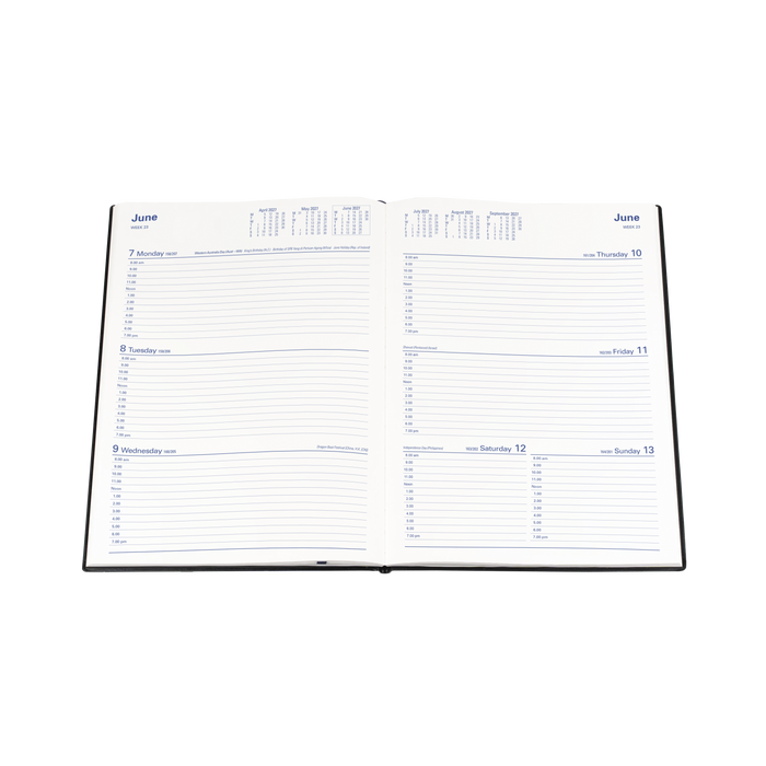 2027 Calendar Year Diary/Planner - 12 Month A4 Week to View - PVC Cover - Collins Belmont Range