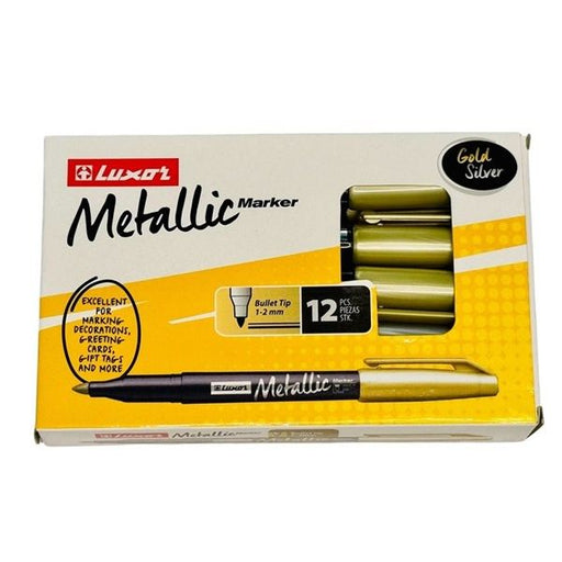 Luxor Metallic Marker Gold & Silver – Pack of 12 Bullet Tip Pens