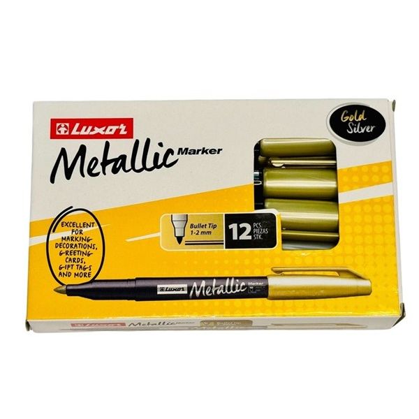 Luxor Metallic Marker Gold & Silver – Pack of 12 Bullet Tip Pens