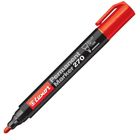 Luxor Permanent Marker 270, Red, Bullet Point
