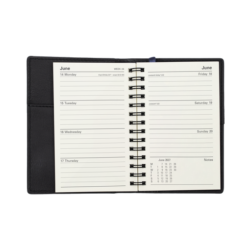 2027 Calendar Year Diary/Planner - 12 Month B7R Week to View - Soft PU Cover - Collins Vanessa Range