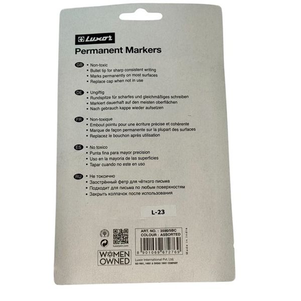 Luxor Permanent Marker 350 – Bullet Tip, Pack of 5 (4+1 Value Pack)