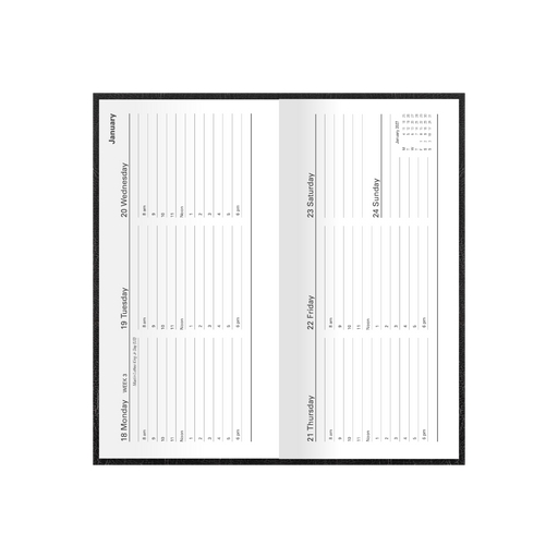 2027 Calendar Year Diary/Planner - 12 Month B6/7 Slimline Week to View - Hard Cover - Collins Kyoto