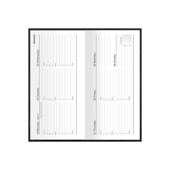 2027 Calendar Year Diary/Planner - 12 Month B6/7 Slimline Week to View - Hard Cover - Collins Kyoto