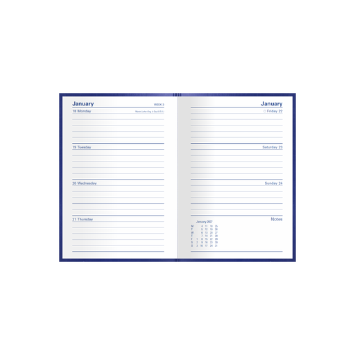 2027 Calendar Year Diary/Planner - 12 Month A6 Week to View - Hard Cover - Collins Kingsgrove Range