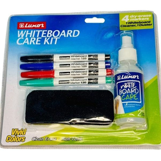 Luxor Whiteboard Care Kit – 6 Pcs (Markers, Cleaner & Duster)