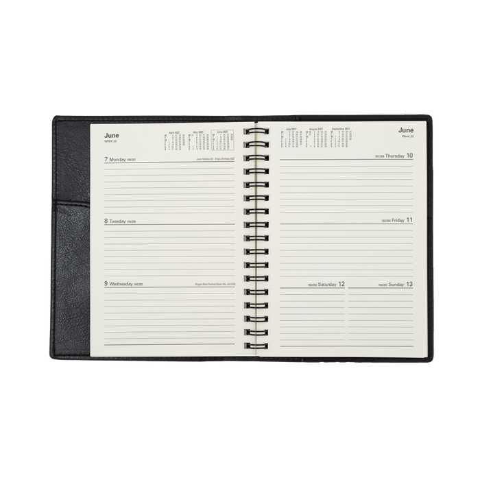 2027 Calendar Year Diary/Planner - 12 Month A6 Week to View - Soft PU Cover - Collins Vanessa Range