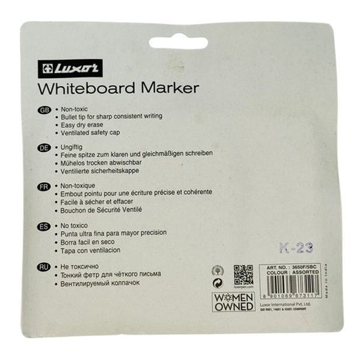Luxor Whiteboard Marker Pen Set – Pack of 5 (4+1 Value Pack)