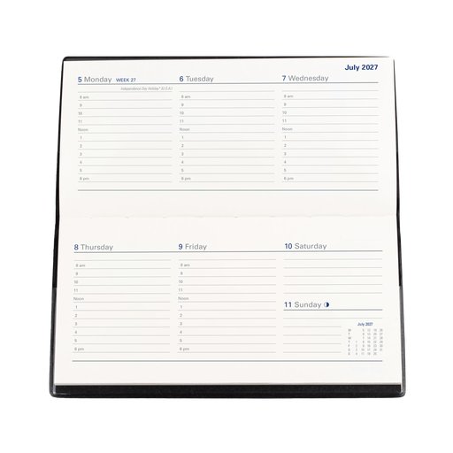 2027 Calendar Year Diary/Planner - 12 Month B6/7 (Landscape) Week to View - PVC Cover - Collins