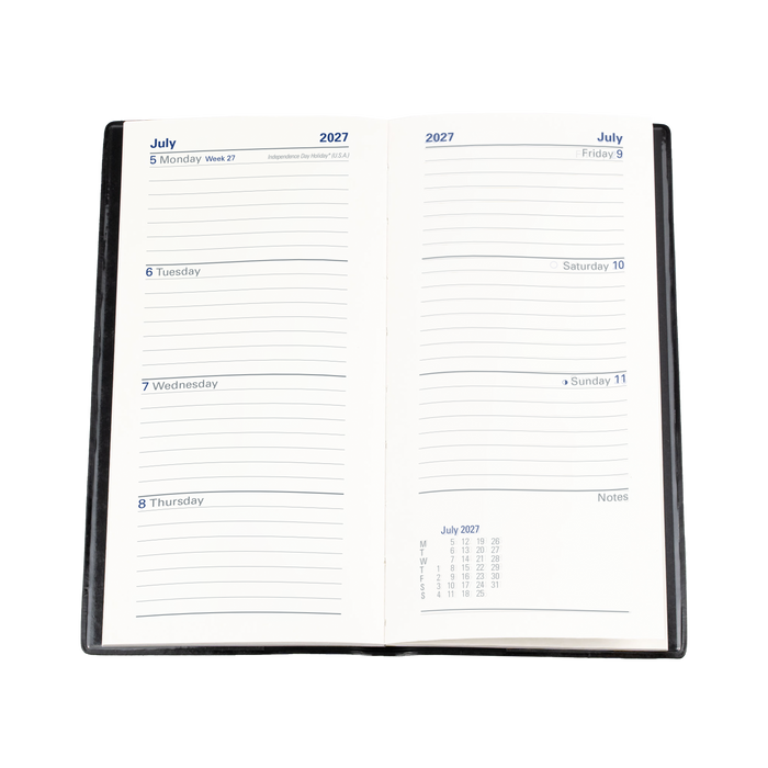 2027 Calendar Year Diary/Planner - 12 Month B6/7 Slimline Week to View - PVC Cover - Collins