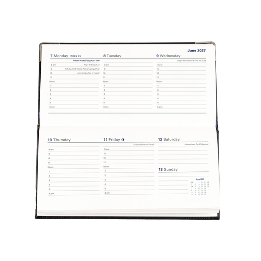 2027 Calendar Year Diary/Planner - 12 Month B6/7 Week to View - Hard Cover - Collins Management