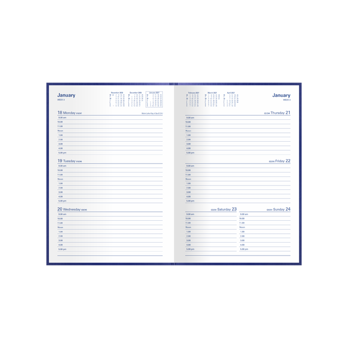 2027 Calendar Year Diary/Planner - 12 Month A5 Week to View - Hard Cover - Collins Kingsgrove Range