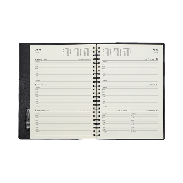 2027 Calendar Year Diary/Planner - 12 Month A5 Week to View - Soft PU Cover - Collins Vanessa Range