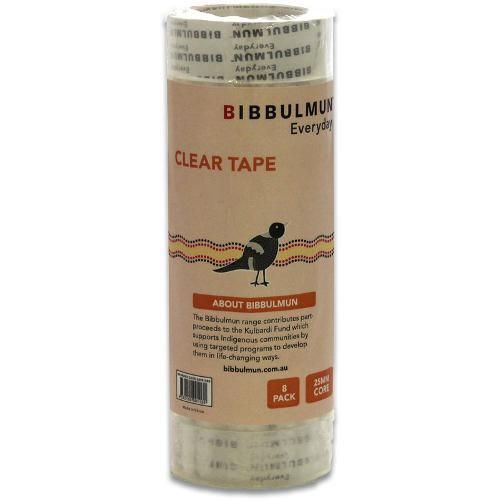 BIBBULMUN Office Sticky Tape 18mm x 33m – Clear (Pack of 8)