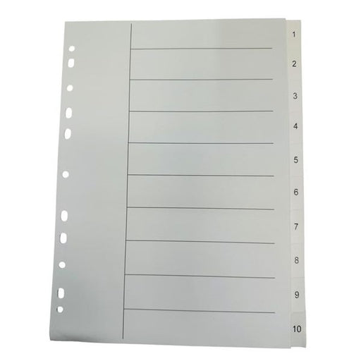 Bibbulmun A4 PVC Numerical Index Dividers – 1–10 Tabs – White