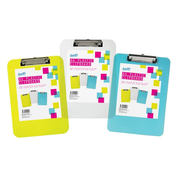 Bantex Acrylic Clipboards Assorted