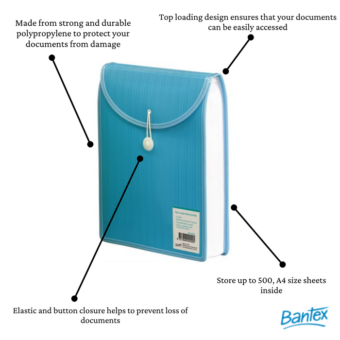 Bantex Top Load Attache File A4 Blue
