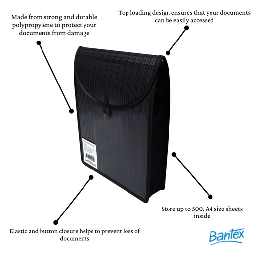 Bantex Top Load Attache File A4 Black