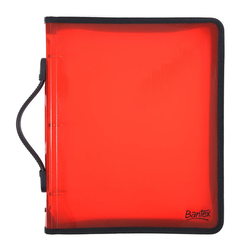 Bantex Translucent Zipper Binder PP A4 3O Ring 25mm Red
