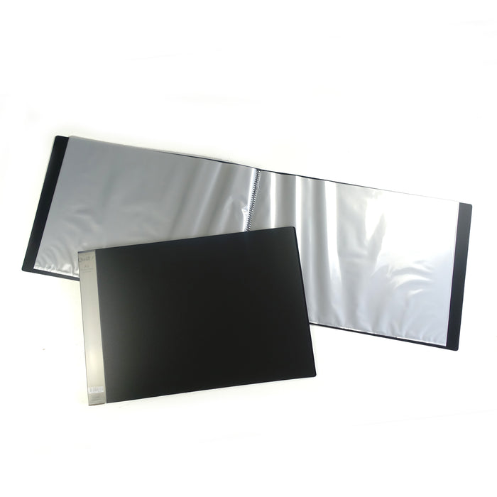 Quill Display Book Fixed PP A3 20 Pockets Landscape Black