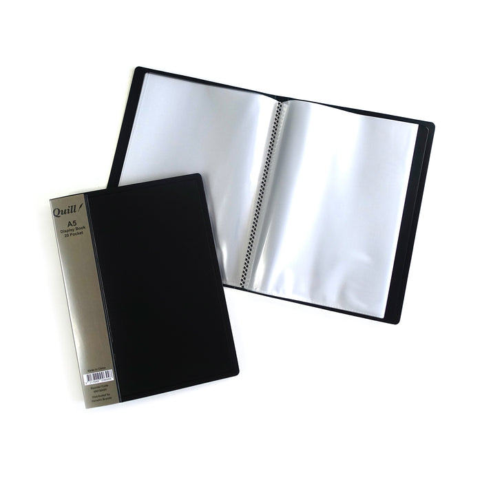 Quill Display Books Fixed PP A5 20 Pockets Portrait Black