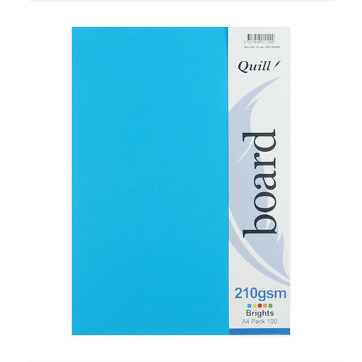 Quill Coloured Board 210gsm A4 Pack 100 Brights Assorted
