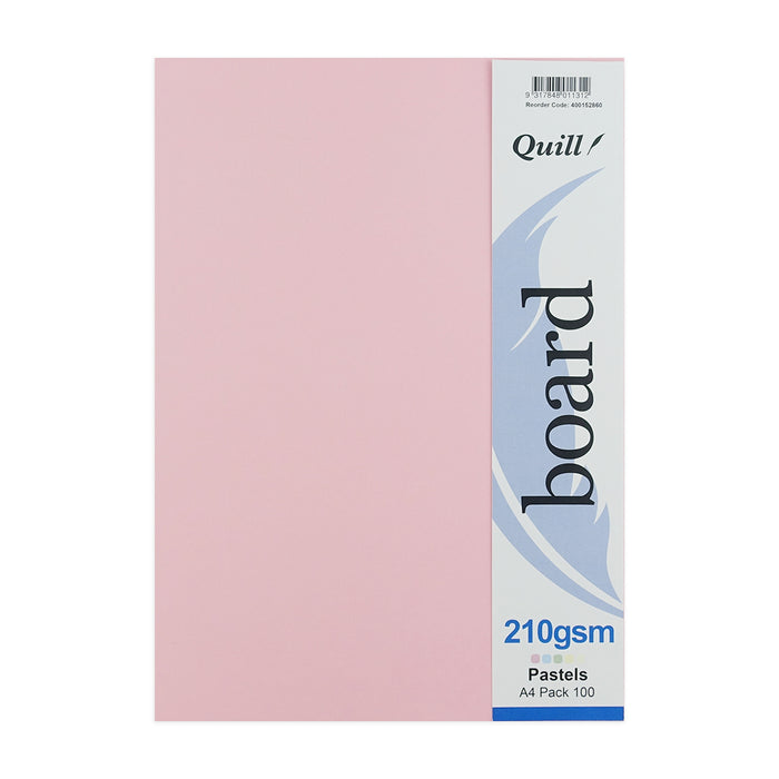 Quill Coloured Board 210gsm A4 Pack 100 Pastel Assorted