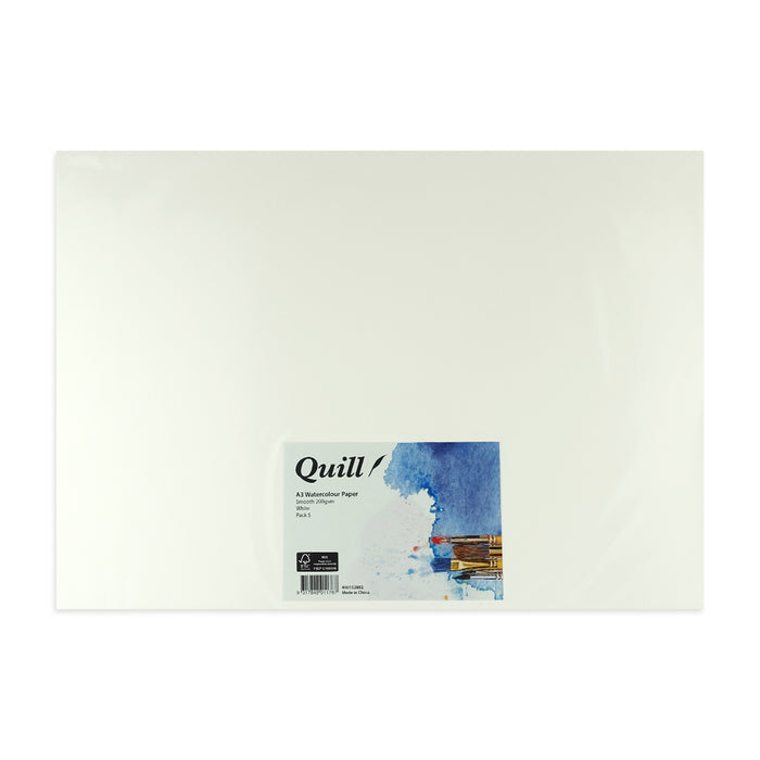 Quill Watercolour Paper Smooth 200gsm A3 Pack 5 White