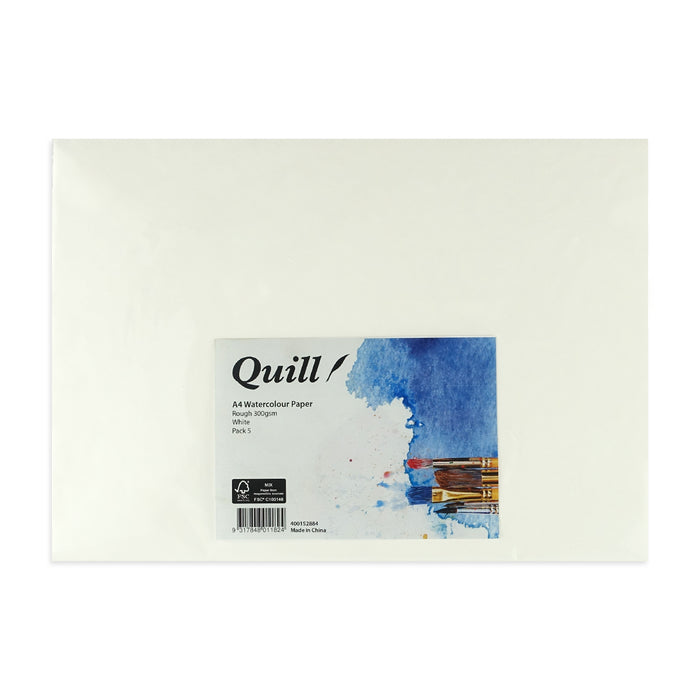 Quill Watercolour Paper Rough 300gsm A4 Pack 5 White