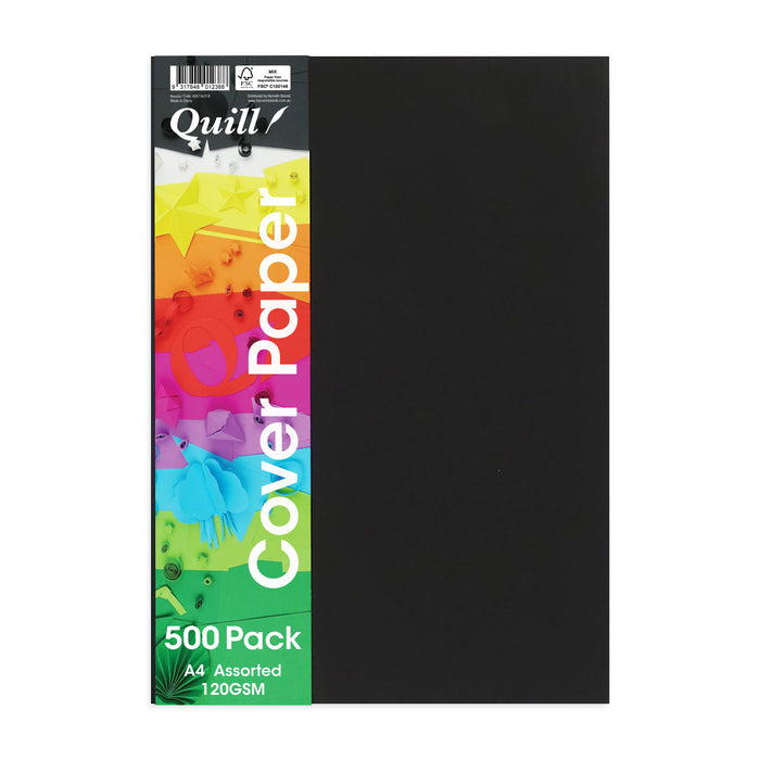 Quill School Cover Paper 120gsm A4 Pack 500 Assorted