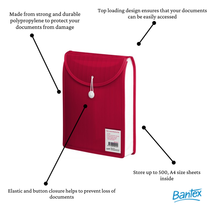 Bantex Top Load Attache File A4 Red